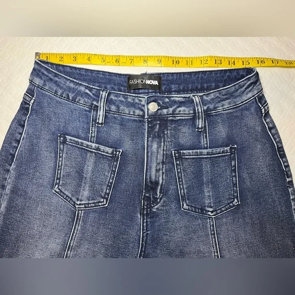 Fashion Nova Dark Blue Flare Jeans - Picture 3 of 8